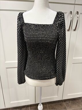 Truth Black Floral-Print Smocked Long-Sleeve Top